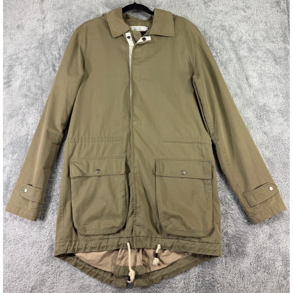 Shades of Grey Micah Cohen Jacket Mens M Green Hooded Zip Snap Lined Minimalist